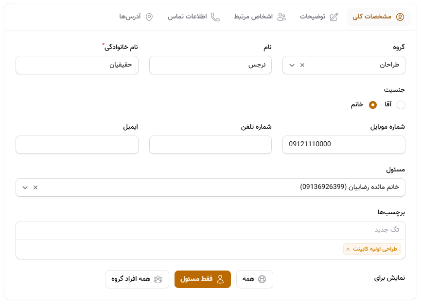 مشخصات کلی مخاطب حقیقی