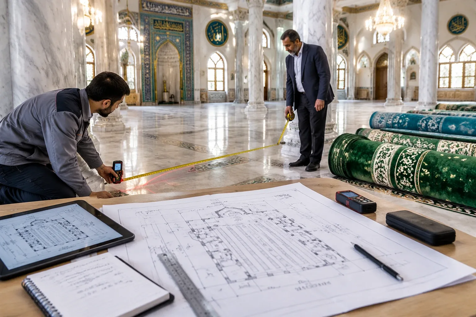 اندازه گیری فضای شبستان 