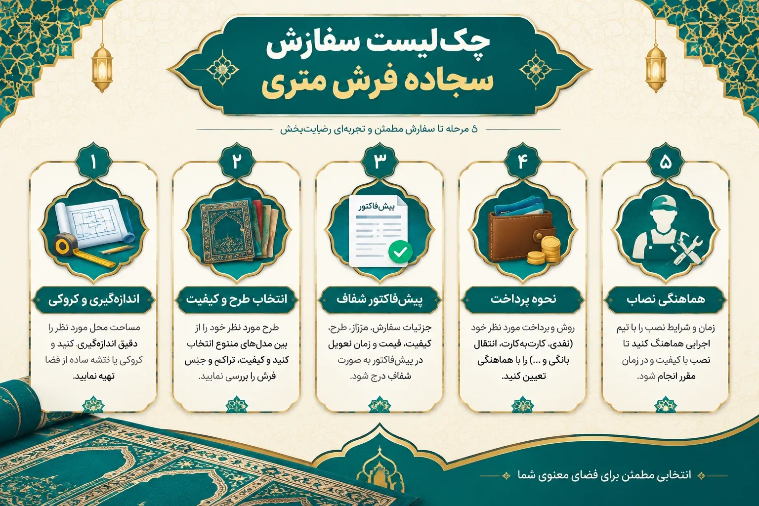 چک لیست سفارش سجاده فرش متری 