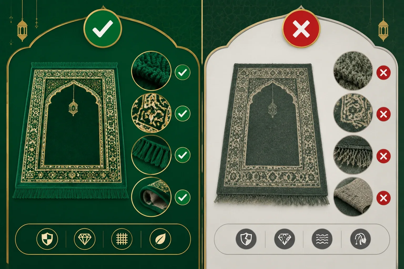 تفاوت فرش سجاده ای استاندارد و تقلبی