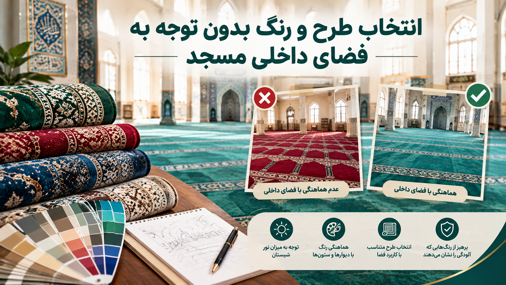 معیار طرح ورنگ در خرید فرش مسجد