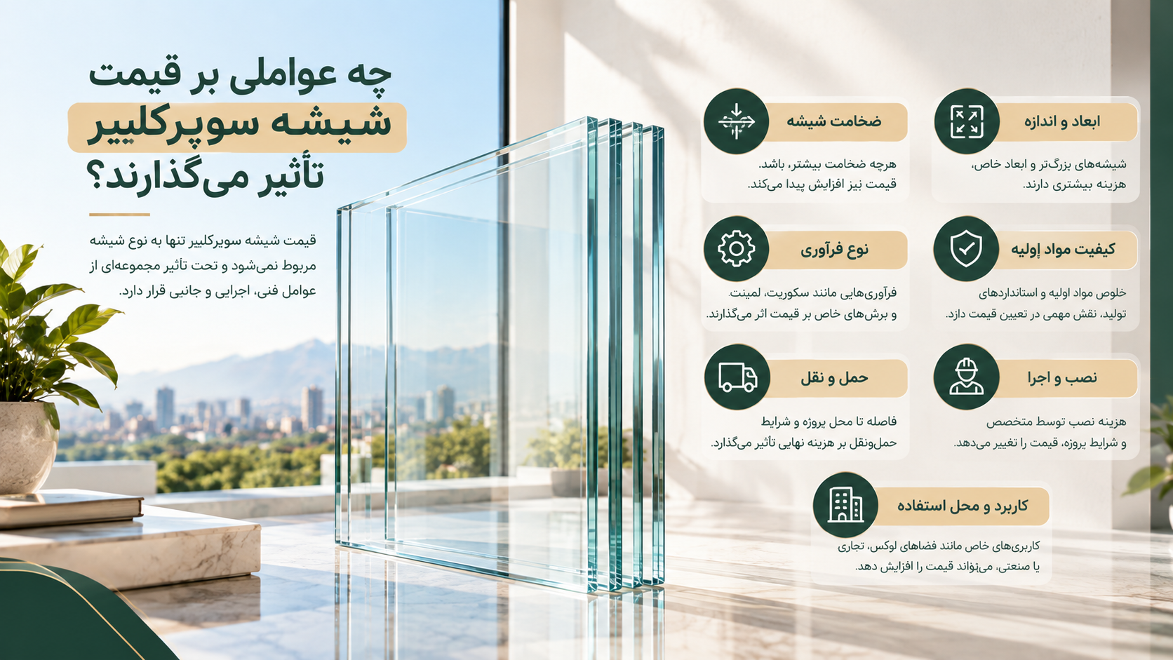 عوامل موثر بر قیمت شیشه سوپرکلییر