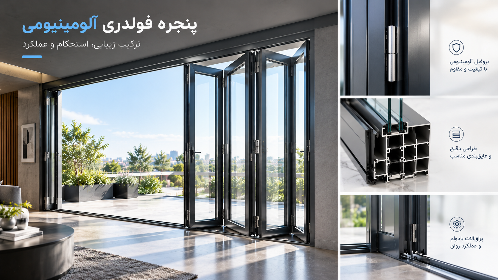 پنجرهی فولدی آلمینیوم